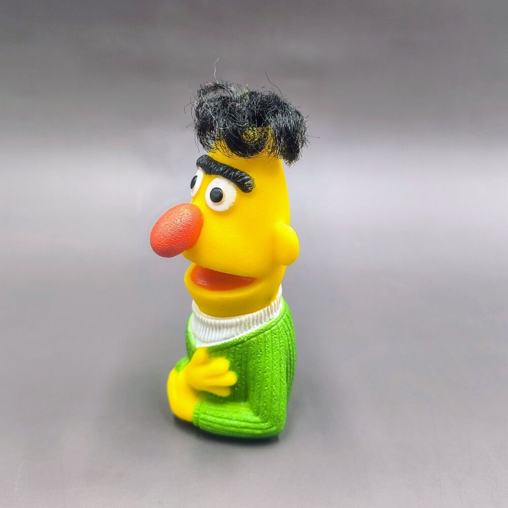 Sesame Street Bert Finger Puppet Rooted Hair Unibrow Educational Topper Toys 3"